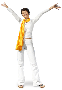 Image of a happy woman with her arms in the air